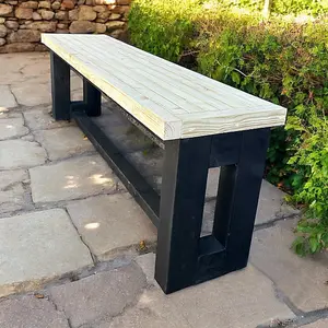 Garden Patio Bench - Pressure Treated Wood - L150 x W40 x H45 cm