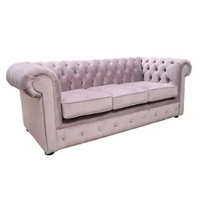 Chesterfield Handmade 3 Seater Sofa Settee Odyssey Lavender Purple Fabric In Classic Style