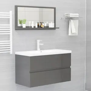 Dorlene Framed Wall Mounted Bathroom Mirror High Gloss Grey / 80 cm