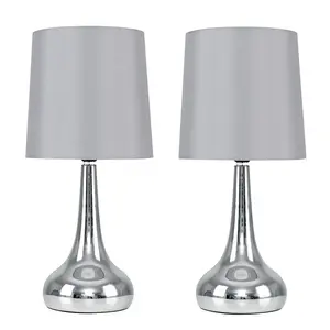 Chasse Metal Table Lamp (Set of 2) Silver Base / Grey Shade / Not Included