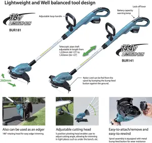 Makita DUR181Z LXT 18v LXT Cordless Grass Line Trimmer Strimmer + Hedge Cutter