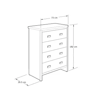 GFW Boston 4 Drawer Chest of Drawers Grey