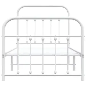 Berkfield Metal Bed Frame with Headboard and Footboard White 90x190 cm