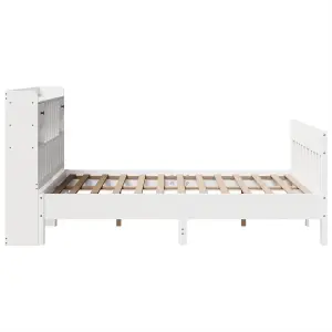 Berkfield Bed Frame without Mattress White 150x200 cm King Size Solid Wood Pine