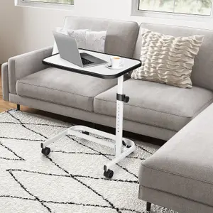 Costway Mobile Overbed Table Height Adjustable Hospital Laptop Table w/ Tilting Top