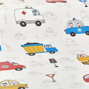 Kids Wallpaper Cars Fire Engine Police Taxi Truck Digger White Metallic Silver