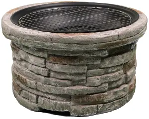 Centurion Supports Fireology SAMUI Beige Majestic Garden Fire Pit Brazier and Barbecue with Eco-Stone Finish