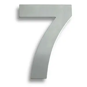 178mm Front Door Numerals '7' 105mm Fixing Centres Satin Stainless Steel