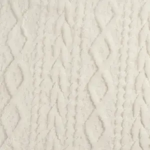 Cable Knit Blanket Sherpa Fleece Plush Supersoft Warm Throw, Cream - 130 x 160cm