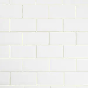 Colours Trentie White Gloss Metro Ceramic Indoor Wall Tile, Pack of 48, (L)200mm (W)100mm