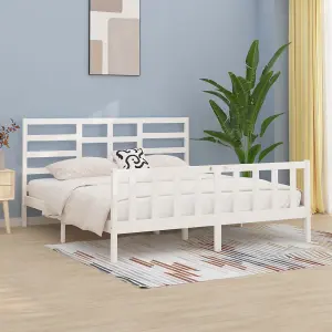 Berkfield Bed Frame White Solid Wood Pine 200x200 cm