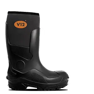 V12 Groundworker Lightweight Safety Wellington Boots Size UK 8 Black/Grey