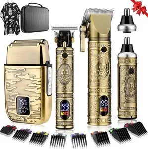 Misuke Cordless Men's Hair Clippers, T-Blade Trimmer, Nose Hair Trimmer, Electric Shaver Set, Professional Metal Body Men's Shaver Haircut Grooming