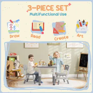 AIYAPLAY 3 Pcs Height Adjustable Kids Table and Chair Set for Playroom - Grey