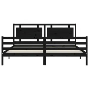 Berkfield Bed Frame with Headboard Black 200x200 cm Solid Wood