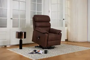 Blair Electric Recliner Lift And Tilt Riser Armchair Air Leather, Brown