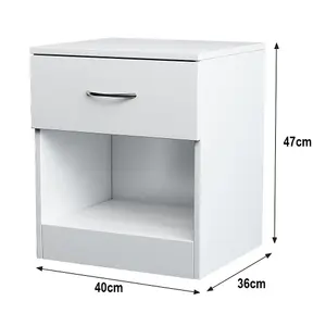 SunDaze Chest of Drawers Bedroom Furniture Bedside Cabinet with Handle 1 Drawer White 40x36x47cm