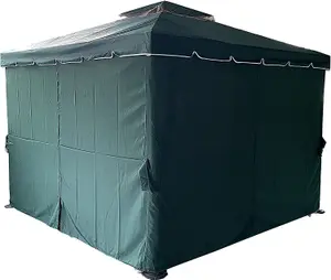 Green Gazebo with Nets Aluminium Frame and Powder coated Steel Roof,3x4x2.75m