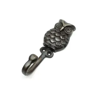 Oakcrafts - Antique Cast Iron Decorative Owl Hook - 165mm x 70mm