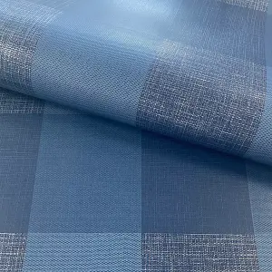 Muriva Blue Check Fabric effect Patterned Wallpaper