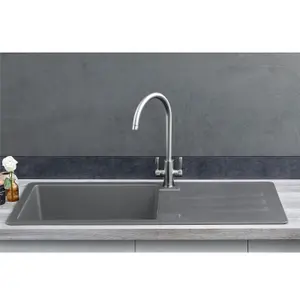 Liquida VG10GR 1.0 Bowl Composite Reversible Inset Grey Kitchen Sink With Waste