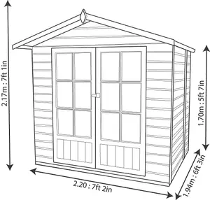 Shire Lumley 7x5 ft Toughened glass Apex Wooden Summer house (Base included) - Assembly service included