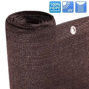 200g/m² Brown Fabric Balcony Garden Privacy Screen Windbreak Fence 1x50M