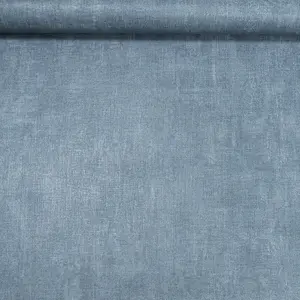 Plain Blue Textured Wallpaper Linen Suede Effect Slightly Imperfect Thick Vinyl