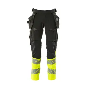 Mascot Accelerate Safe Trousers with Holster Pockets - Black/Hi-Vis Yellow   (38.5) (Leg Length - Long)