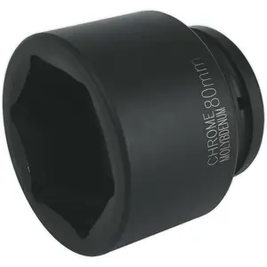 80mm Forged Impact Socket - Durable Chromoly Construction for 1 Inch Drive Wrenches