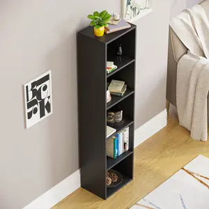 Gerardi Standard Bookcase Black / 132 cm H x 32 cm W