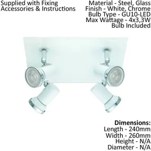 2 PACK Wall Flush Ceiling Light IP44 Bathroom Colour White Chrome GU10 4x3.3W