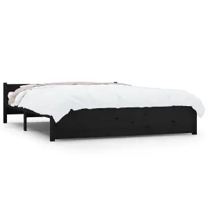 Berkfield Bed Frame Black Solid Wood 150x200 cm King Size