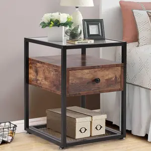 NS 1 Drawer Bedside Table Brown