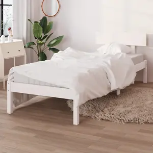 Berkfield Bed Frame White Solid Wood Pine 100x200 cm