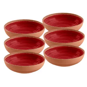 Purely Home Rustic Swirl Red Melamine Bowls - Set of 6