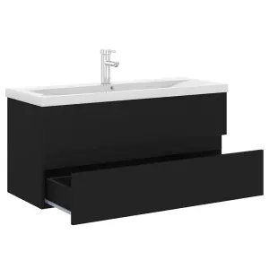 Berkfield Sink Cabinet with Built-in Basin Black Engineered Wood