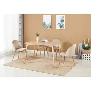 Heavener Velvet Upholstered Dining Chair | Side Chair | Wooden Legs (Set of 4) Beige