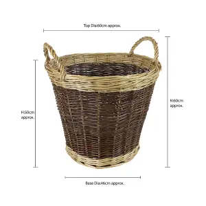 JVL Two Tone Willow Log Basket, 60 x 50cm