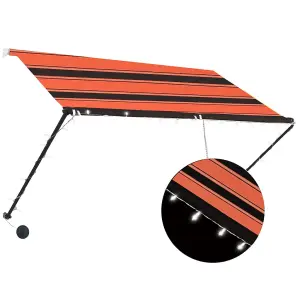 Berkfield Retractable Awning with LED 250x150 cm Orange and Brown