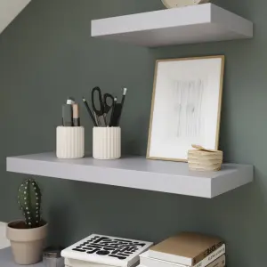 GoodHome Cusko Grey Rectangular Floating shelf (D)23.5cm