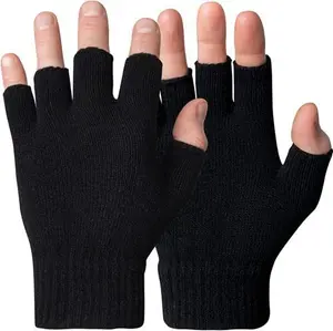 DOVORTEX Fingerless Gloves For Men And Women | Winter Knitted Mens Fingerless Gloves Thermal With Soft Lining | Insulated Knit Thermal Fingerless