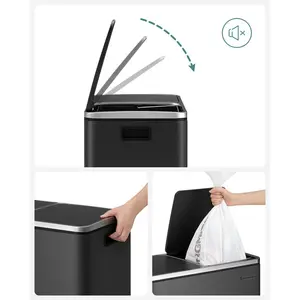 Steel Step On Multi-Compartment Rubbish & Recycling Bin Black / 60L