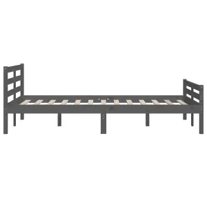 Berkfield Bed Frame Grey Solid Wood 150x200 cm King Size