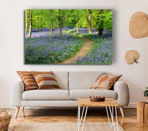 Walk Through The Bluebell Path Canvas Print Wall Art - Medium 20 x 32 Inches