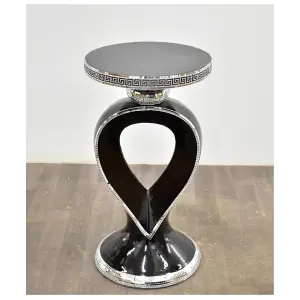 Italian End Table Mirrored Crystal Side Table Sparkly Black F046