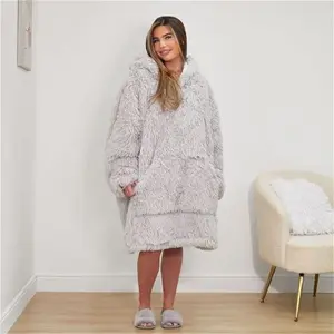 Sienna Fluffy Hoodie Blanket - Silver