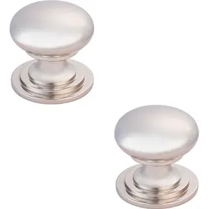 2x Victorian Round Cupboard Door Knob 38mm Dia Polished Nickel Cabinet Handle