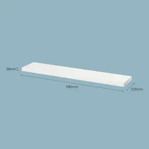 GoodHome Cusko White Rectangular Floating shelf (L)118cm x (D)23.5cm