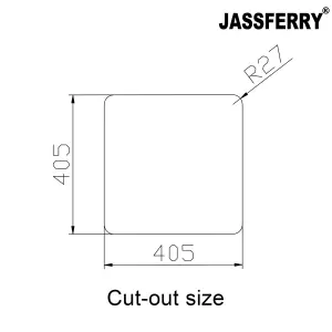 JASSFERRY Undermount Kitchen Sink Single Bowl Stainless Steel Dish Drainer Rack, 440 x 440 mm